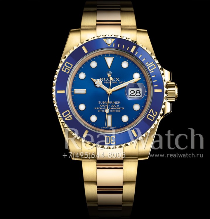 Rolex Submariner Date Yellow Gold Blue Dial (Арт. RW-9143) (ref.# 116618LB)